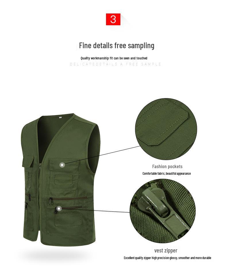 Custom Logo Multi-Pocket Volunteer Vest for Photography and Film Crew.