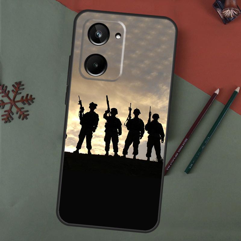 Camo military Army Case For Realme C61 C53 C55 C33 C63 C51 C65 C67 C71 C75 11 12 13 14 15 Pro Plus GT6 GT7 Pro