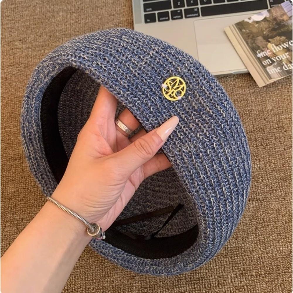 Y2k Painter Berets Thin Beanie Cap Retro Hollow Knitted Beret  Girls