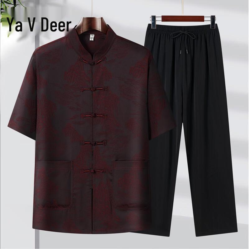 Yalu Men s Summer Tang Suit Two-Piece Set 43