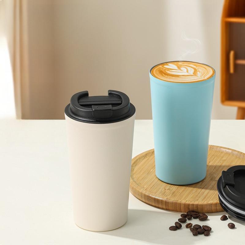 500ml Double Wall 304 Stainless Steel Coffee Cup, Leakproof Flip Lid Vacuum Insulated Travel Mug for Office Car Daily Use