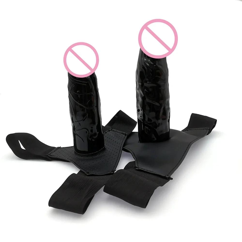 Men Strap On Dildo Panties Wearable Hollow Penis Lengthen Sleeve Strapon Dildo Pants Harness Belt for Man Sex Toys For Woman Gay