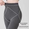 "Oatmeal Striped Velvet-Lined Leggings for Women - Warm, Slimming Cotton Pantyhose for Autumn & Winter"