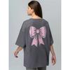Fashion New Arrival Short Sleeve T-shirt Printing Bows Loose Casual Top Bow Print Loose T-shirt