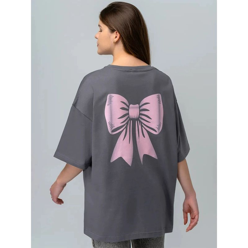 Fashion New Arrival Short Sleeve T-shirt Printing Bows Loose Casual Top Bow Print Loose T-shirt
