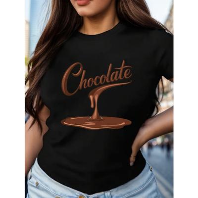 Drip Chocolate Women'S Comfit T-Shirt Women Casual Short Sleeve Tee Comfortable Crew Neck, Soft Adorable Tees Tops