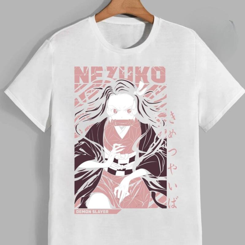 New Trendy Demon Slayer Nezuko Kamado Summer Cotton Couple Shortsleeved Tshirts Street Casual Style Hiphop Style