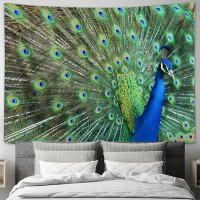 Dance of the Vibrant Peacock  Exquisite Hanging Cloth Art Decor for Home Wall Tapestry