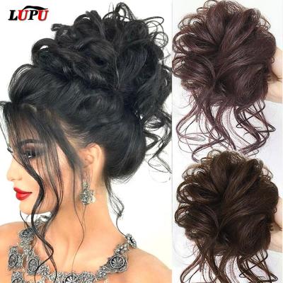 Drdolové gumičky do vlasov Syntetický elastický príčesok Falošné gumené klipsové predlžovače BunWomen Natural kučeravý chvost