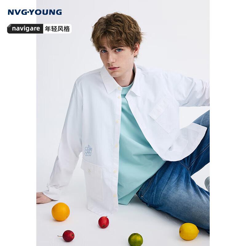 NVG·YOUNG Men s Loose Fit Pure Cotton Long-Sleeve Casual Shirt M