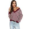 Vintage Fashion Elegant Casual Long-sleeved Kilim Jacquard Jacquard V-neck Bottoming Knit Sweater Women Fall