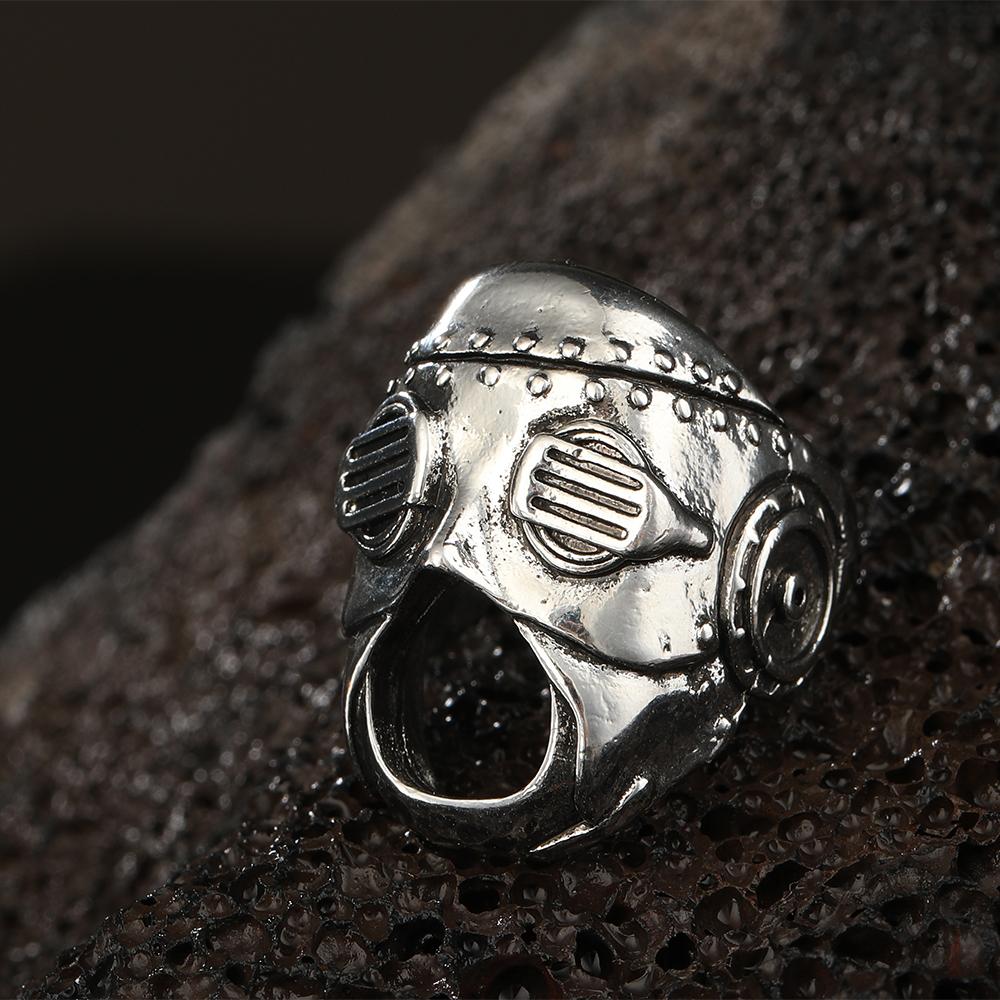 Boutique New Retro Simple New Punk Hip-hop Skull Personality Men's Open Ring Robot Ghost Head Jewelry