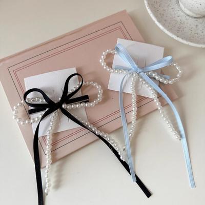 Hair Pin Imitation Pearls Bowknot Decor Hair Clip Back Head Decorative Hairpin Fade-Resistant Hair Accessory