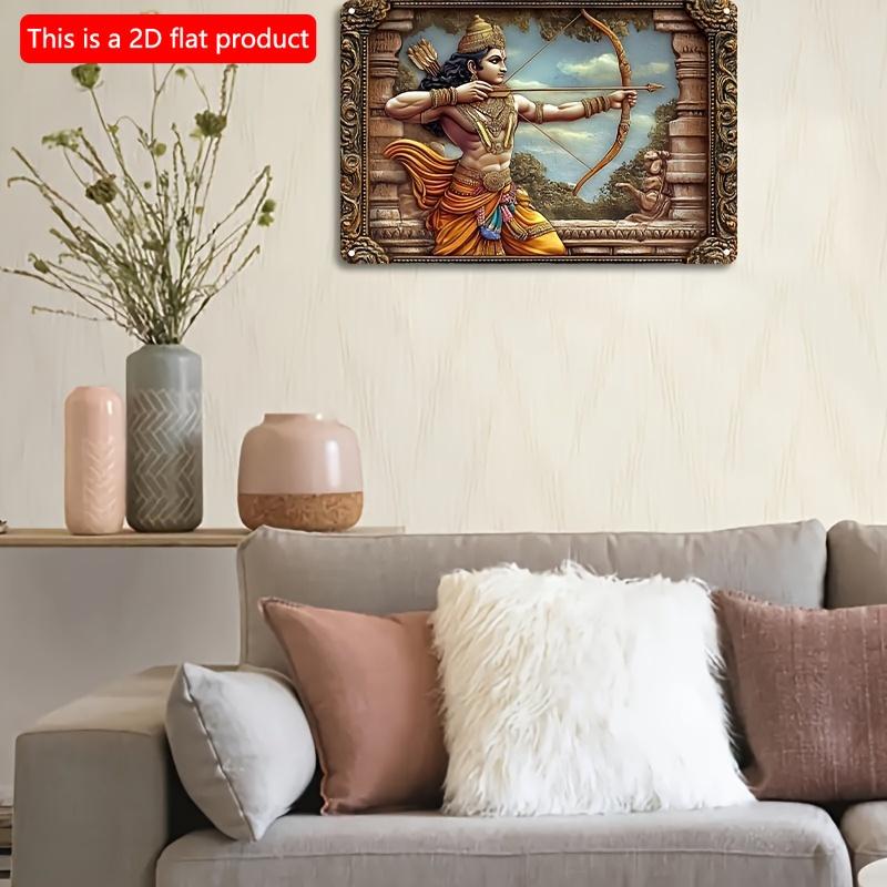 2d düz 30*20cm Klasik Ahşap Duvar Asma İşareti, Bar, Restoran, Oturma Odası, Ev için Lord Rama Savaş Temalı Dekoratif Plaket