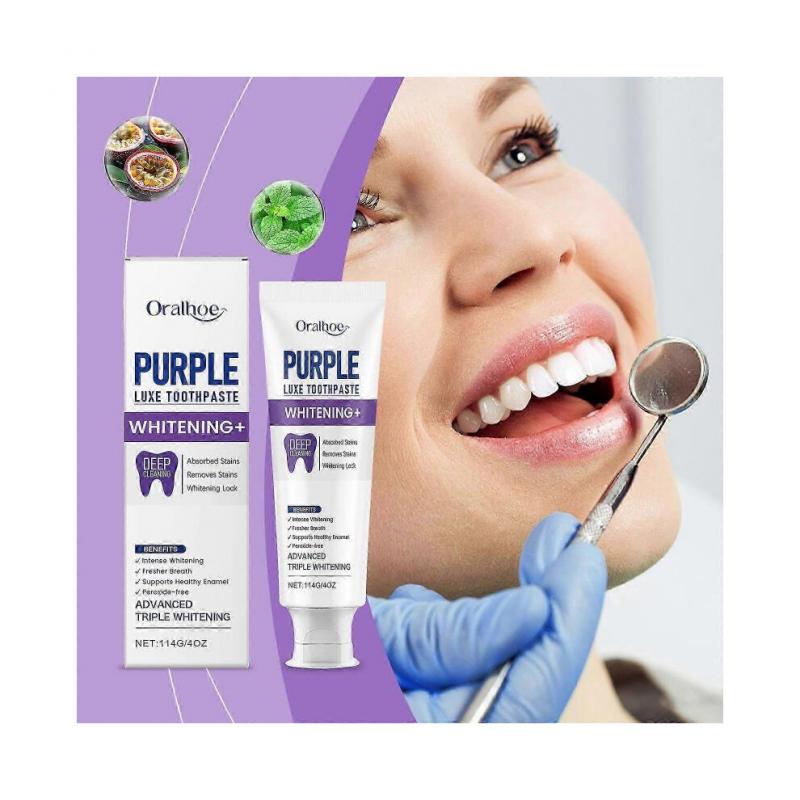 Purple Luxe Toothpaste, Multi-Effect Cleaning System, Hydroxyapatite & Papaya Enzyme, Triple Whitening, Stain Removal & Fresh Breath