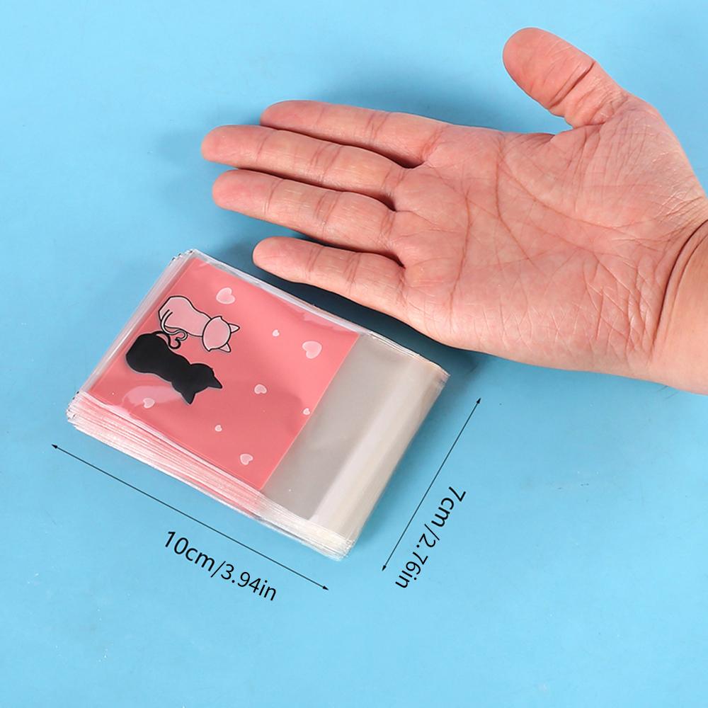 Xiaomi 100Pcs Cookie Bags Self-Adhesive Bags Pink Couple Cats Biscuits Candy Jewelry Gift Packaging Plastic Bag450000