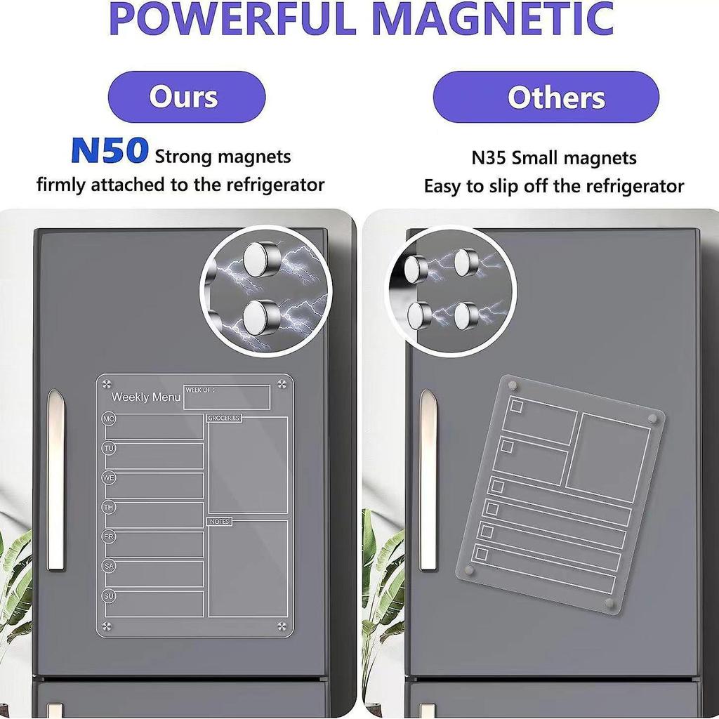 Acrylic Magnetic Dry Erase Memo Board for Refrigerators