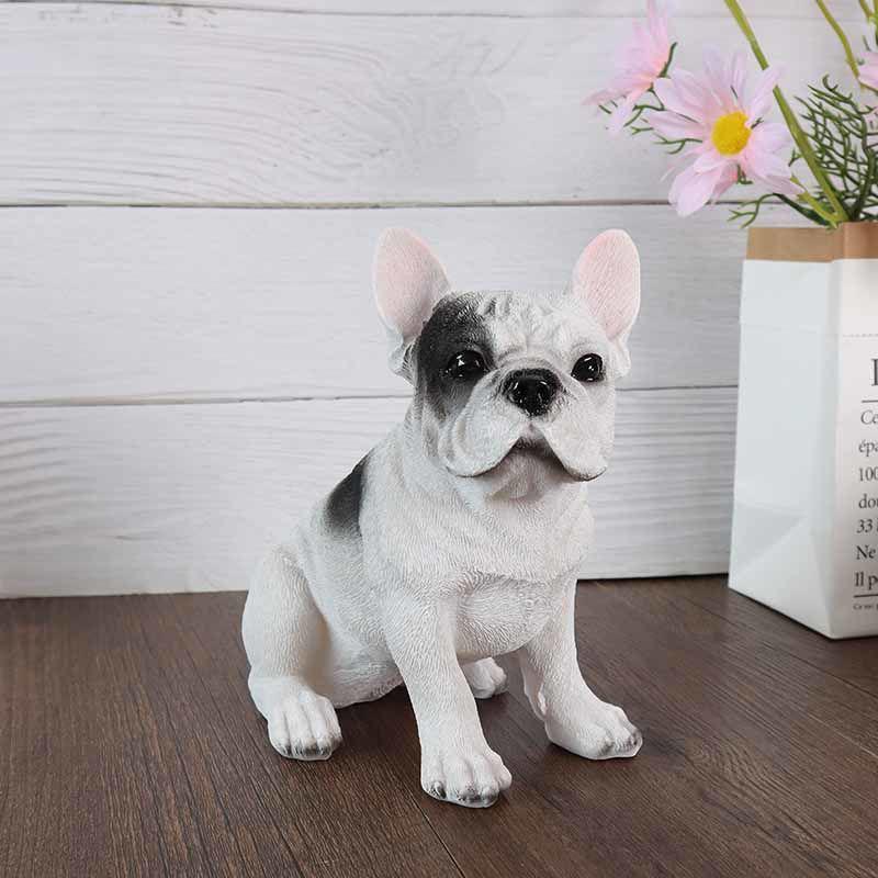 Entzückende Französische Bulldogge Harzfigur: Niedliche Welpendekoration für Wohnzimmer-Schreibtisch
