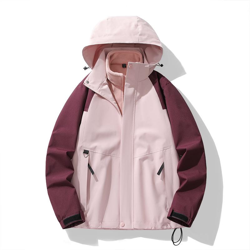 Vinterkvalitet Par Skaka Färgmatchning 3-i-1 Jacka Sport Utomhusjacka