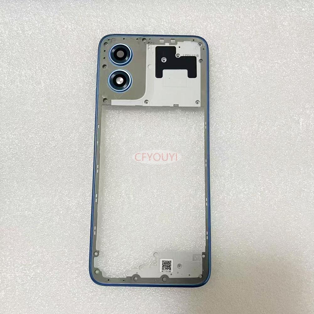 Middle Frame Plate Housing With Back Rear Camera Lens Repair Parts For Motorola Moto G Play 2024 Back Housing Frame -Blue