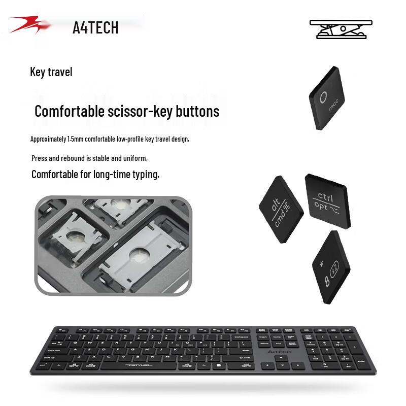 A4Tech FBX50C Wireless Bluetooth Quiet Scissor-Key Keyboard