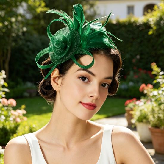 Dame Blomsterfjer Pandebånd Retro Net Blomster Pandebånd med Fjer Te-fest Hårpynt Fascinators Hår Accessories til Cocktailfester