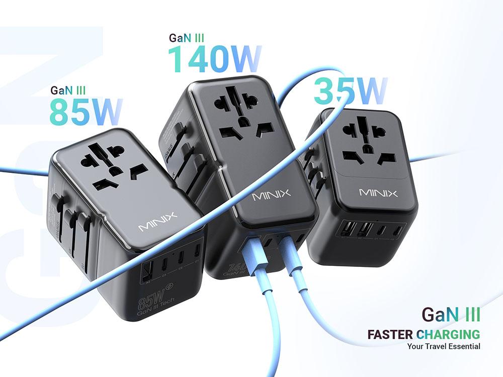 Adaptor Universal de Călătorie MINIX TP140 140W, 3*USB-C 1*USB-A