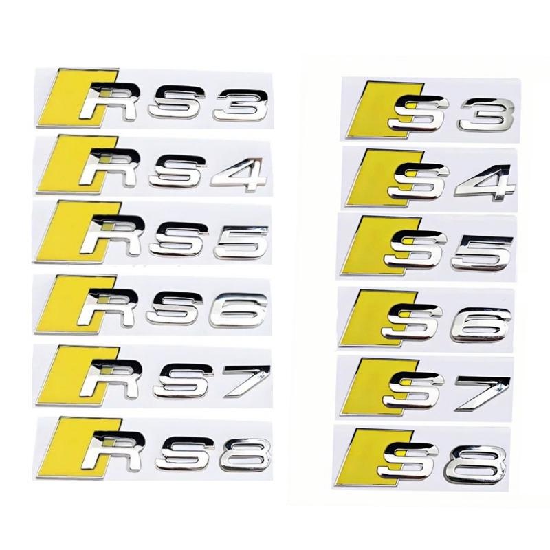 Plastic Modified Accessories Car Letter Emblem Stickers for Audi RS7 RS8 S3 RS3 RS4 RS5 RS6 S4 S5 S6 S7 S8 Logo Rear Trunk Badge