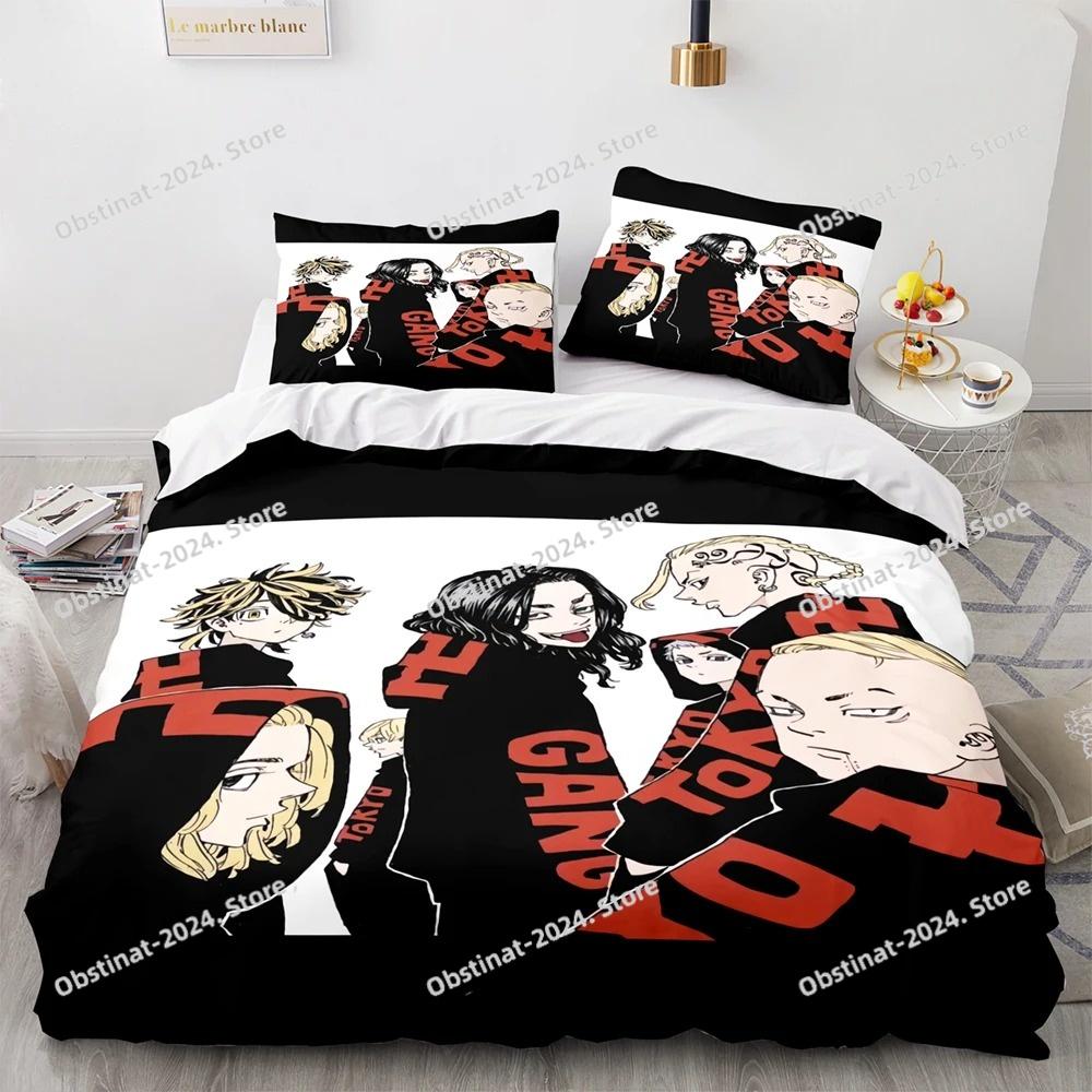 3D New Anime Tokyo Revengers Bedding Set Printed Bed Set Duvet Cover Sheet Pillowcase Bed Soft Quilt Cover Full Queen King Size