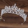 Vintage Silver Floral Crown Shiny Princess Rhinestone Tiara Luxury Crown Hair Accessory  Girls