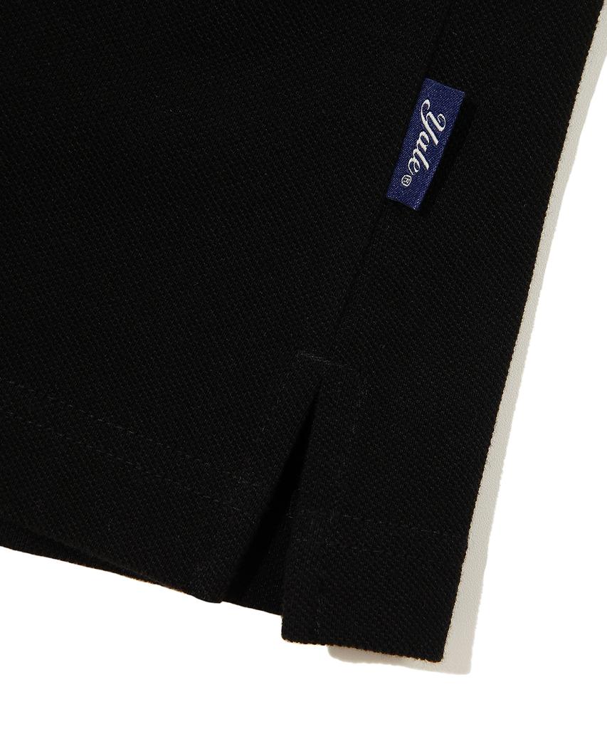 YALE Heritage Dan Slit-Neck Pique Tee Black
