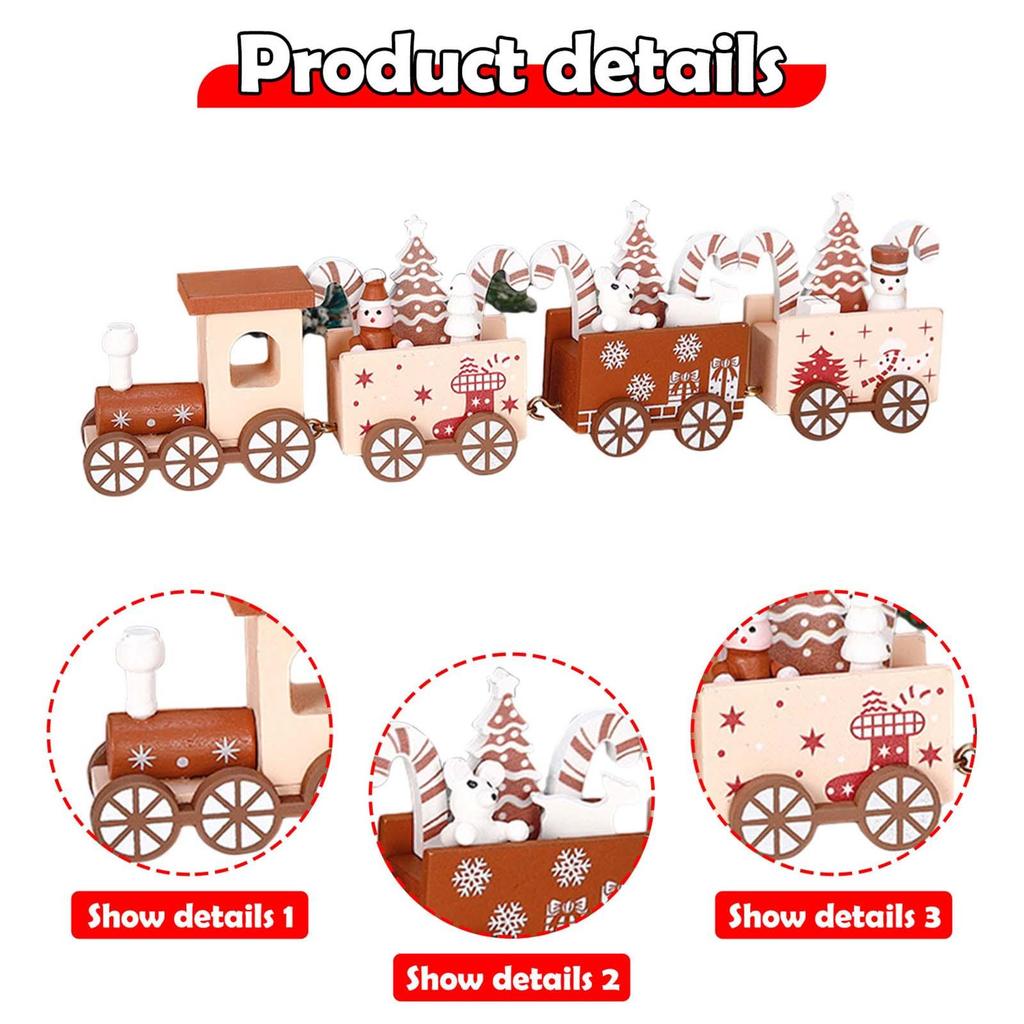 Christmas Wooden Train Ornament Mini Painted Train Snowman Statue Tabletop Decorations for Party Xmas Gifts Merry Christmas
