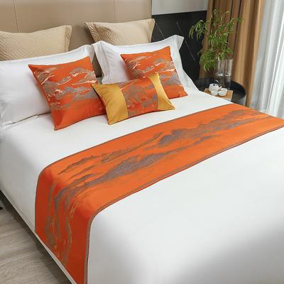 Luxury Satin Solid Bed Runners Jacquard Scarf Protector Slipcover Bed Decor Scarf for Bedroom Hotel Wedding Room Twin/Queen/King