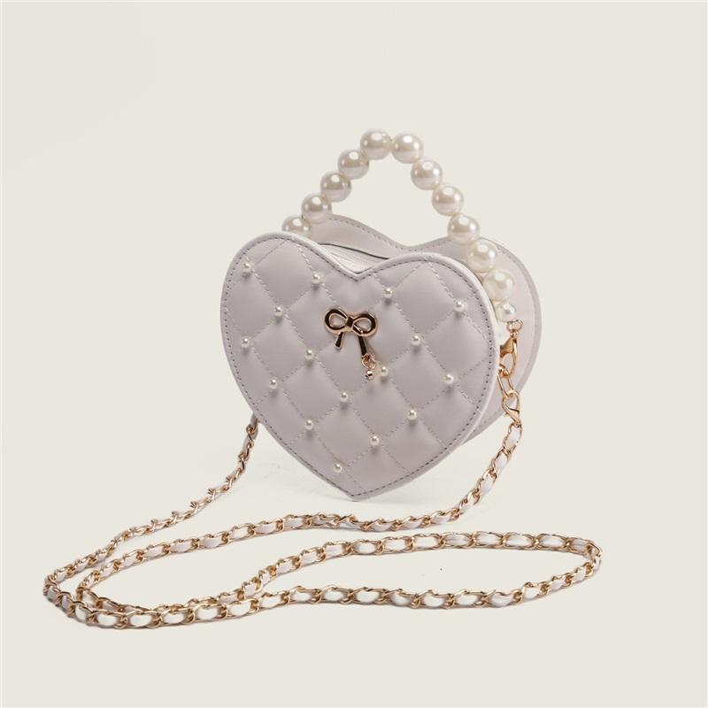Tooxika Women's Heart Pearl Handbag, Mini Shoulder Chain Crossbody Bag
