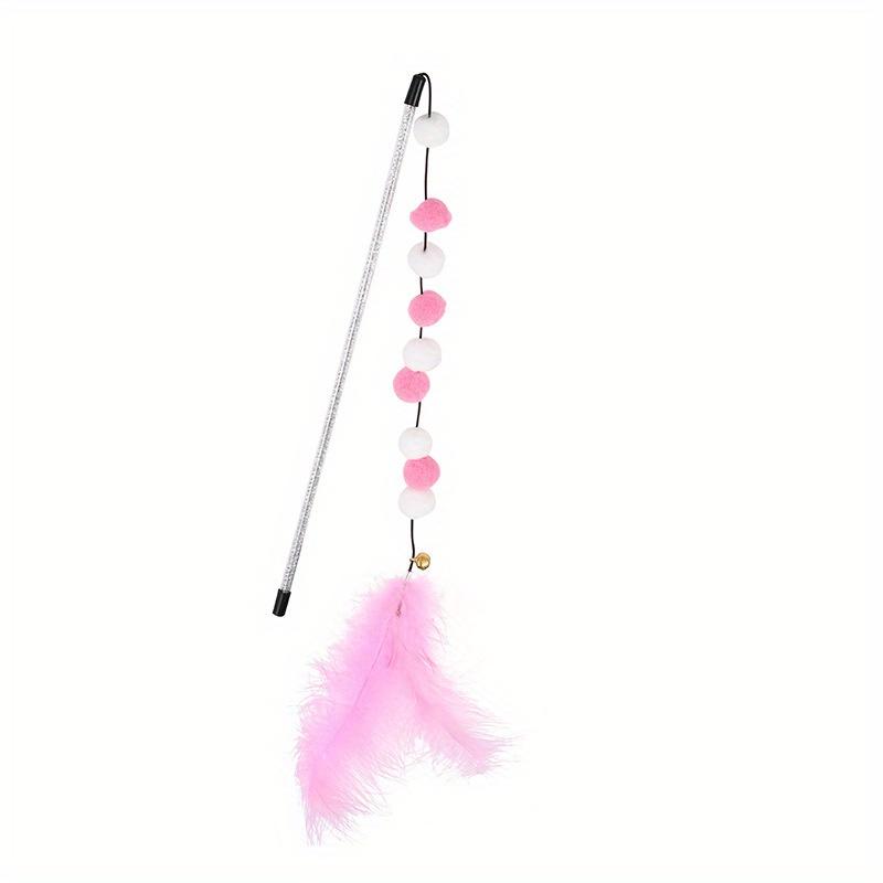 

Whimsical Pompom Cat Toy Stick Interactive Feather Teaser for Kitten Exercise, Plush Ball on Stick, Fun Pet Supplies 1pc розовый