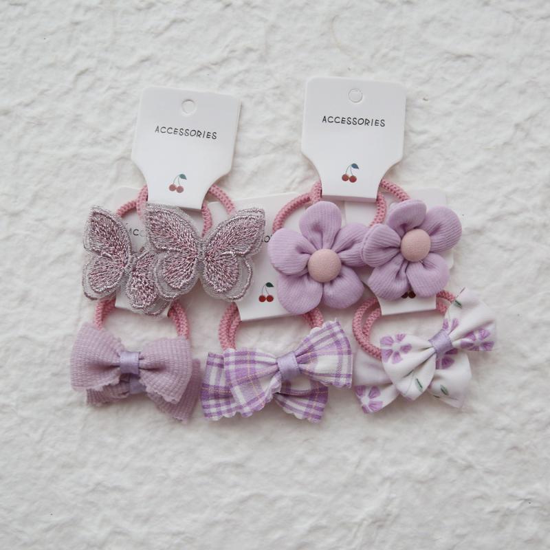 10 шт. Модные эластичные милые повязки для волос ручной работы, Детские цветочные аксессуары для волос, Бант для волос, Головной убор, Веревка, Симпатичные резинки для волос для девочек