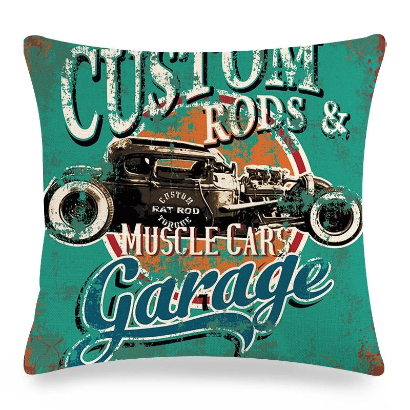 Vintage Poszewka Dekoracyjna w Stylu Amerykańskim Dekoracja Domu Drukowana Poszewka na Poduszkę na Sofę Retro Litery Poszewki na Poduszki Samochodowe 45x45cm