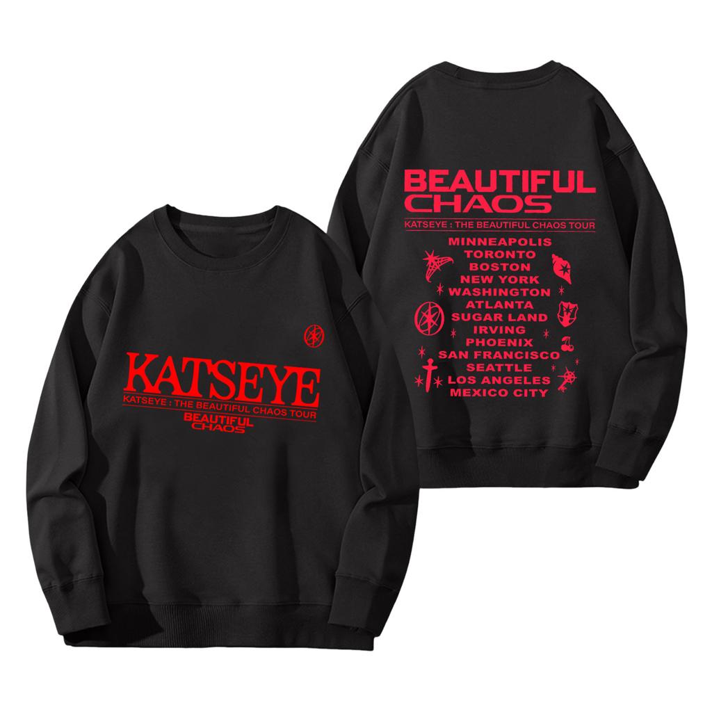 Women's Fashion Long Sleeve Print Round Neck Loose Pullover Sweater Top