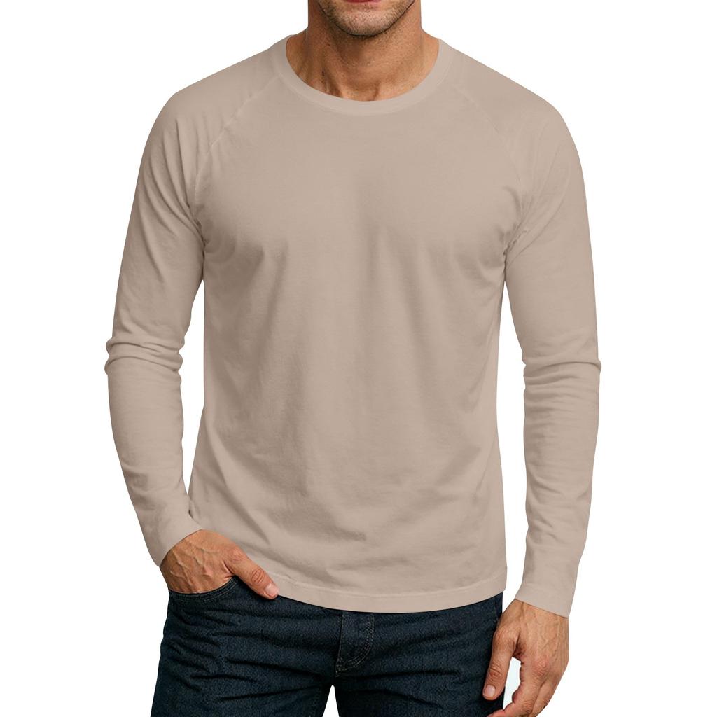 Men's Round Neck Plunger Long Sleeve T-Shirt Top