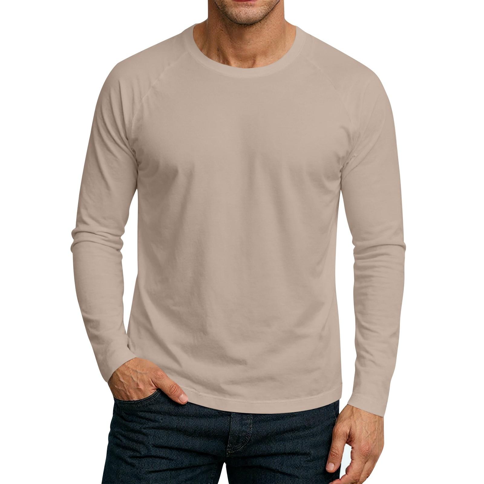 

Мужской топ-футболка с круглым вырезом и длинным рукавом M бежевый