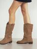 Komorebi Museum 4 Colors_Handmade Cow Suede Strap Mid-Calf Boots Genuine Leather Ver. I Km107-L (A Type)
