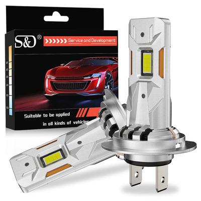 2 Unidades 25000LM H7 Bombillas LED para Faros 70W Mini Inalámbricas CSP Lámpara de Faro para Coche Lámparas de Diodo Automáticas Canbus Turbo Led Luces Automóviles Tubo de Cobre en Forma de U 6000K