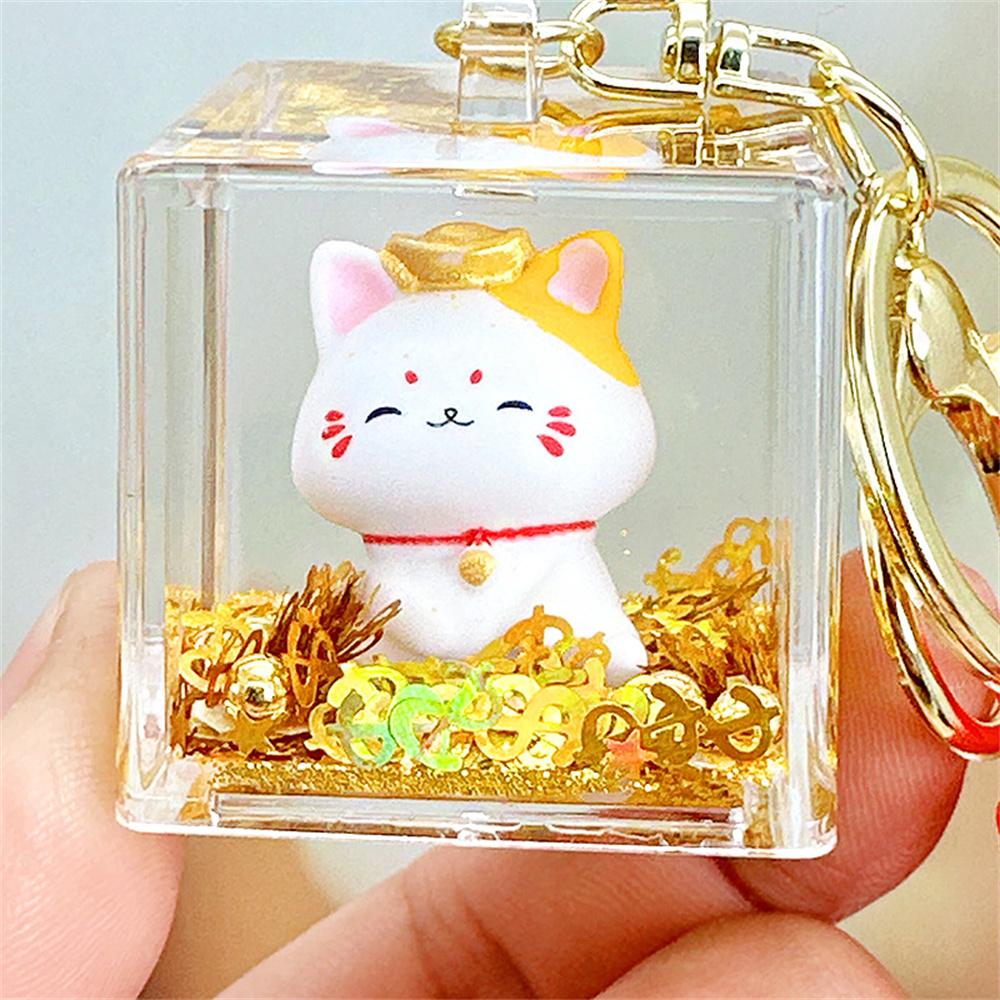 Maneki Neko Keychain Mini Lucky Cat Stress Relief Gift School Bag Charm Car Decor Cute Fashion Keychain