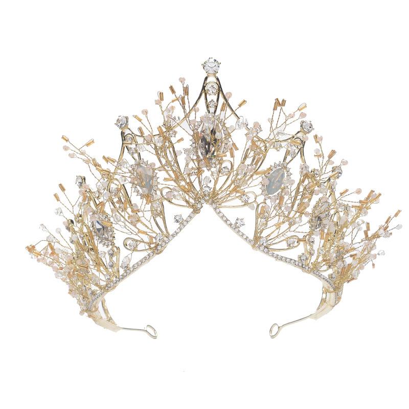 Baroque European Retro Rhinestone Crown Hand-beaded Bridal Tiara Wedding Photography Exquisite Headband