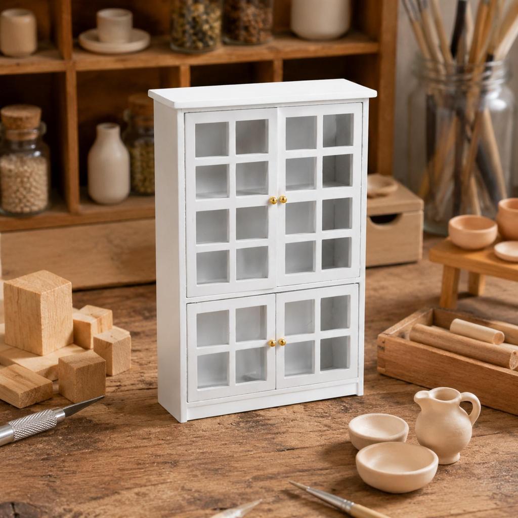 1:12 Scale Dollhouse Cabinet White MDF Display Realistic for Tabletop Displays