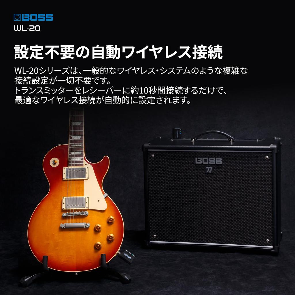 BOSS Guitar Wireless System with Cable Tone Automatically Establishes Optimal Wireless Up to 7 Hours of Playback with USB for and Electronic