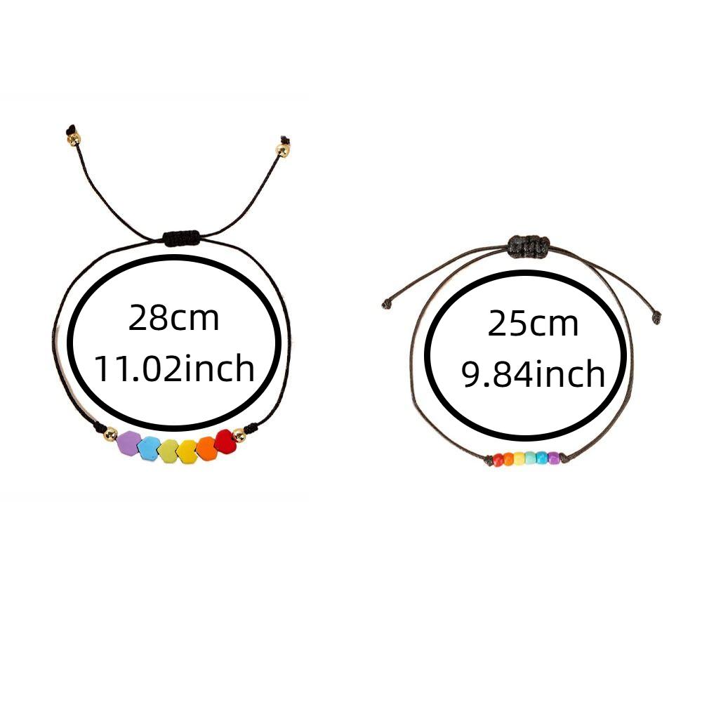 2Pcs Adjustable Rainbow Heart Bracelet Candy Color Friendship Braided Bracelet  Gifts
