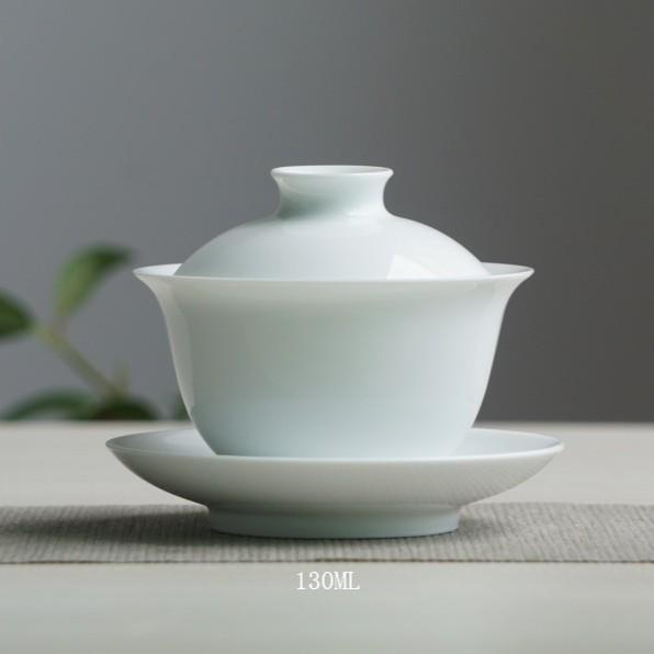 Jingdezhen Ceramic Gaiwan: White Porcelain Large Three Talents Tea Cup