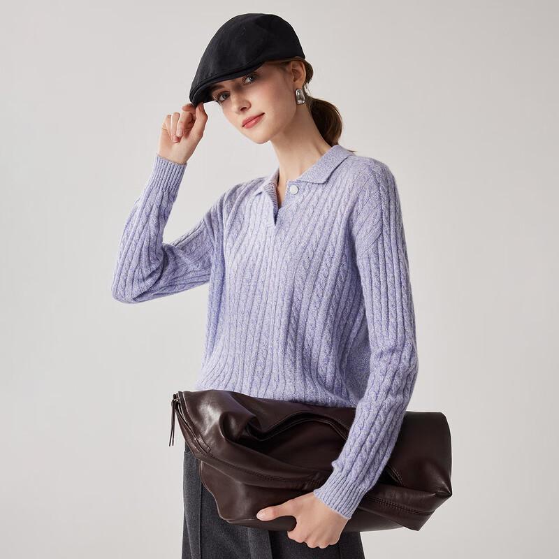 Zhaojun Women's 100% Cashmere Thickened Collared Knit Sweater
