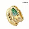 Montre à Quartz Tendance pour Femme en Forme de Serpent avec Double Bracelet en Acier et Ornements Entièrement en Diamant